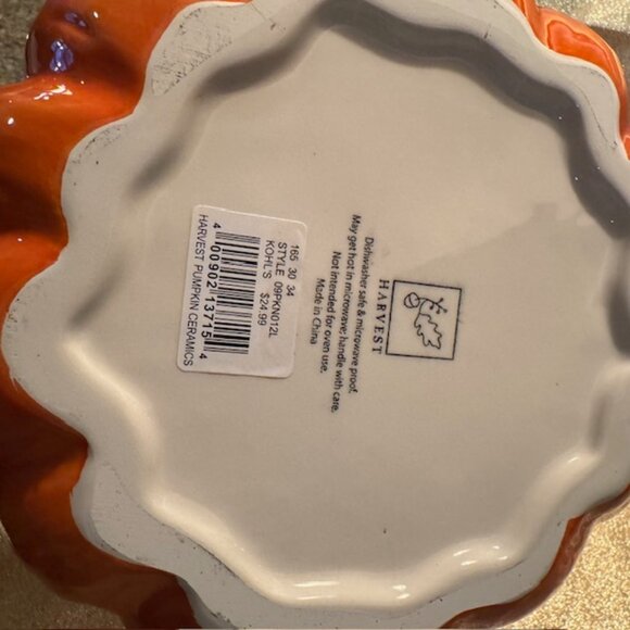 Vintage Harvest Ceramic Pumpkin Basket - New - Picture 5 of 6